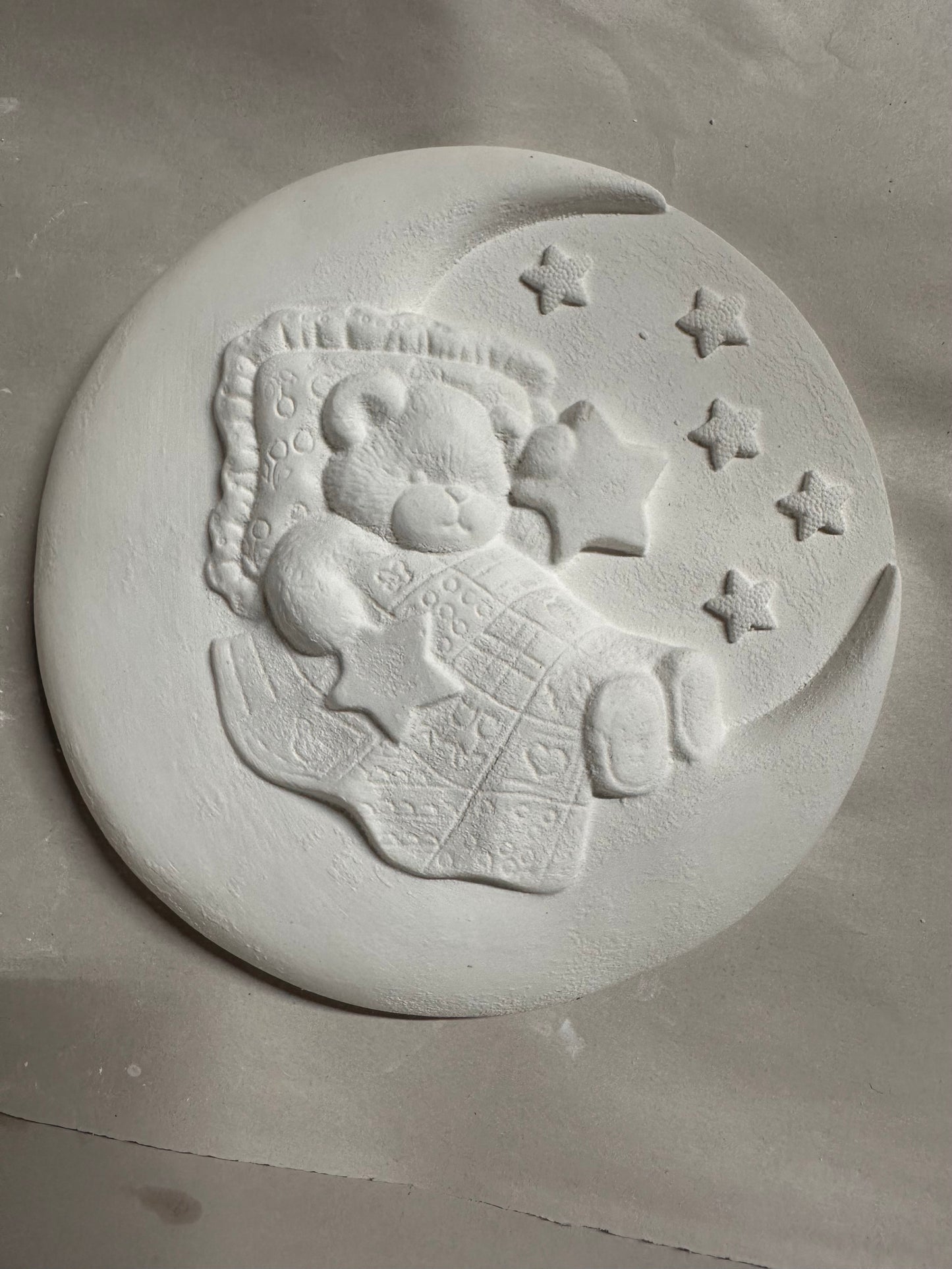 Bear sleeping moon round