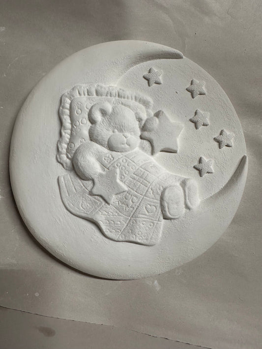 Bear sleeping moon round